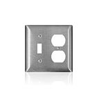 Leviton SL18 Plaque murale standard en acier inoxydable C-Series 430 2-Gg, 1 bascule, 1 duplex