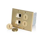 Leviton 35349-TLB Boîte de sol basse tension à 2 groupes, 20A, en laiton