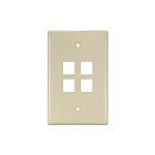 Leviton 41091-4IN Plaque murale en nylon de taille moyenne à 4 ports Quickport ivoire