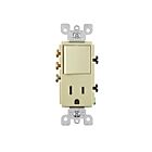 Leviton 5645-I Interrupteur et prise peigne ivoire à 3 voies 