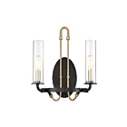 Applique Murale Savoy House Kearney 9-8073-2-51 2 Lumières Noir Vintage Avec Laiton Chaud
