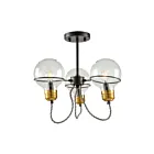 Plafonnier Artcraft Martina AC11723BK 60W 3-lumières noir et laiton brossé