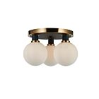 Artcraft AC11873WH Gem 3-Lumières 120W Noir et laiton brossé Plafonnier semi encastré