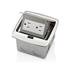 Leviton PFTR1-BN Boîte de sol escamotable avec prise inviolable 15 A, nickel brossé 