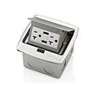 Leviton PFUS2-BN Boîte de sol escamotableAvec USB duplex 20A, nickel brossé