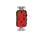 Leviton T5833-HGR Chargeur duplex rouge 20A125V d'Usb de catégorie hospitalière du réceptacle A-C de combinaison 