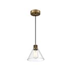 Suspendu Access Lighting Port Nine Martini 63140LEDDLP-ABB-CLR 9W 1-Lumière Laiton antique brossé