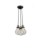 Lustre Artcraft Edison AC10483 100W 3-lumières noir mat et laiton vintage