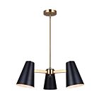 Canarm Harken ICH1145A03BKG 3-Lumières Noir mat et or Lustre à tige