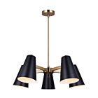 Canarm Harken ICH1145A05BKG 5-Lumières Noir mat/Or Lustre à tige