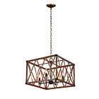 Lustre CWI Lighting Marini 1033P18-4-230 240W 4 lumières grain de bois brun
