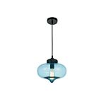 Suspendu CWI Lighting Glass 5570P11 - Blue 60W 1 lumière noir