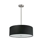 Suspendu tambour LED Dainolite 571-204P-SC-BK Everly 4-Lumières 240W Chrome satiné