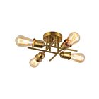 Plafonnier Semi Encastré Dainolite Nebraska NEB-184SF-AGB 4-Lumières 160W Laiton vieilli