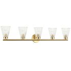 Dainolite VIE-385W-AGB Vienna 5-Lumières 300W Laiton vieilli LED Lumière Vanité