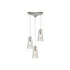 Suspendu multiple ELK Home Hammered Glass Configurable 10431-3CLR 180W 3 lumières nickel satiné