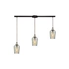 Suspendu multiple ELK Home Hammered Glass Configurable 10830-3L 180W 3 lumières bronze huilé
