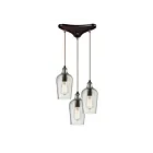 Suspendu multiple ELK Home Hammered Glass Configurable 10331-3CLR 180W 3 lumières bronze huilé