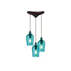 Suspendu multiple ELK Home Hammered Glass Configurable 10331-3HAQ 180W 3 lumières bronze huilé