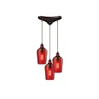 Suspendu multiple ELK Home Hammered Glass Configurable 10331-3HRD 180W 3 lumières bronze huilé
