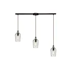Suspendu multiple ELK Home Hammered Glass Configurable 10331-3L-CLR 180W 3 lumières bronze huilé