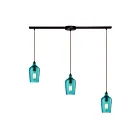 Suspendu multiple ELK Home Hammered Glass Configurable 10331-3L-HAQ 180W 3 lumières bronze huilé