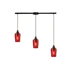 Suspendu multiple ELK Home Hammered Glass Configurable 10331-3L-HRD 180W 3 lumières bronze huilé