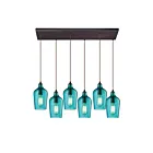 Suspendu multiple ELK Home Hammered Glass Configurable 10331-6RC-HAQ 360W 6 lumières bronze huilé