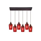 Suspendu multiple ELK Home Hammered Glass Configurable 10331-6RC-HRD 360W 6 lumières bronze huilé