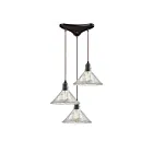 Suspendu multiple ELK Home Hand Formed Glass 10435-3 180W 3 lumières bronze huilé
