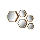 Miroirs muraux hexagonaux - lot de 5 ELK Home 138-170-S5 or doux