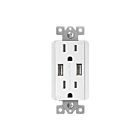 Chargeur USB double de type A avec prises duplex inviolables de 15 A Enerlites 61501-TR2USB-S-W