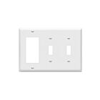 Plaque murale combinée à trois groupes – 2 bascules et décorateur/GFCI Enerlites 881231-W