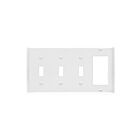 Plaque murale combinée à quatre groupes – 3 bascules et décorateur/GFCI Enerlites 881331-W