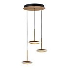 ET2 Lighting E21543-90BKGLD Saucer 3-Lumières 24W Noir/Or Suspendu