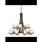 Lustre à 2 étages Kichler Hendrik 1675OZ 15-lumières 75W vieux bronze