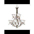 Lustre à 2 étages Kichler Dover 2520NI 9-lumières 60W nickel brossé