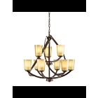 Lustre à 2 étages Kichler Layla 34754 9-lumières 60W vieux bronze