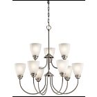 Lustre à 2 étages Kichler Jolie 43639NI 9-lumières 100W nickel brossé