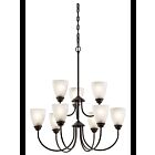 Lustre à 2 étages Kichler Jolie 43639OZ 9-lumières 100W vieux bronze