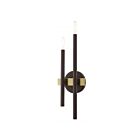 Livex Lighting 15582-07 Denmark 2-Lights 120W Bronze avec accents en laiton antique Luminaire de vanité
