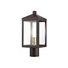 Livex Lighting Nyack 20590-07 1-Lumière 100W Bronze avec cluster en laiton antique Lanterne de poteau extérieure