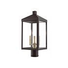 Livex Lighting Nyack 20592-07 3-Lumières 180W Bronze avec cluster en laiton antique Lanterne de poteau extérieure