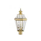Livex Lighting Georgetown 2364-02 3-Lumières 180W Laiton poli Lanterne de poteau extérieure