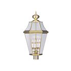 Livex Lighting Georgetown 2368-02 4-Lumières 240W Laiton poli Lanterne de poteau extérieure
