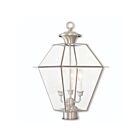 Livex Lighting Westover 2384-91 3-Lumières 180W Nickel brossé Lanterne de poteau extérieure
