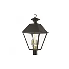Livex Lighting Wentworth 27223-07 4-Lumières 240W Bronze avec grappe de finition en laiton antique Lanterne de poteau extérieure
