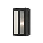 Livex Lighting 27411-04 Lafayette 1-lumière 60W Noir avec panneaux en nickel brossé martelé Lanterne murale d'extérieur