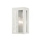Livex Lighting 27411-91 Lafayette 1-lumière 60W Nickel brossé avec panneaux en nickel poli martelé Lanterne murale d'extérieur