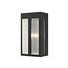 Livex Lighting 27412-04 Lafayette 1-lumière 100W Noir avec panneaux en nickel brossé martelé Lanterne murale d'extérieur